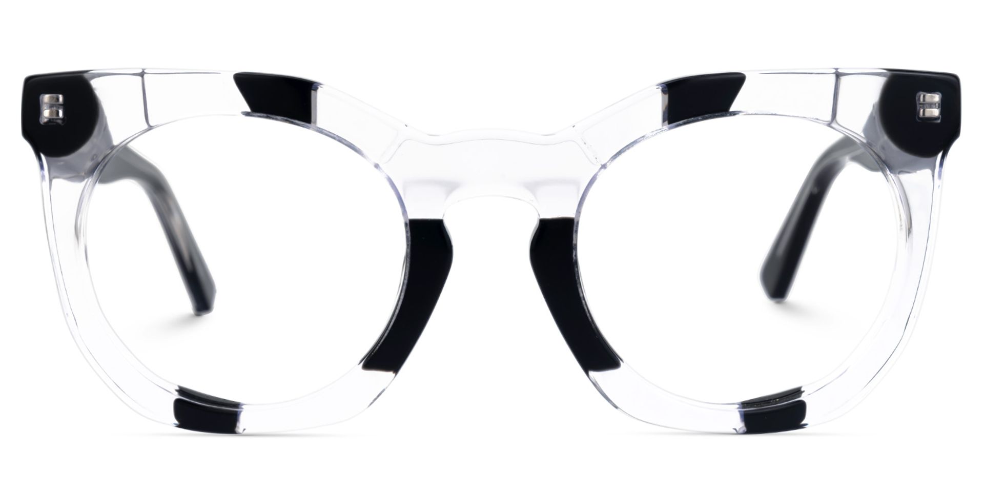 Leisa Round Black-Clear Glasses0