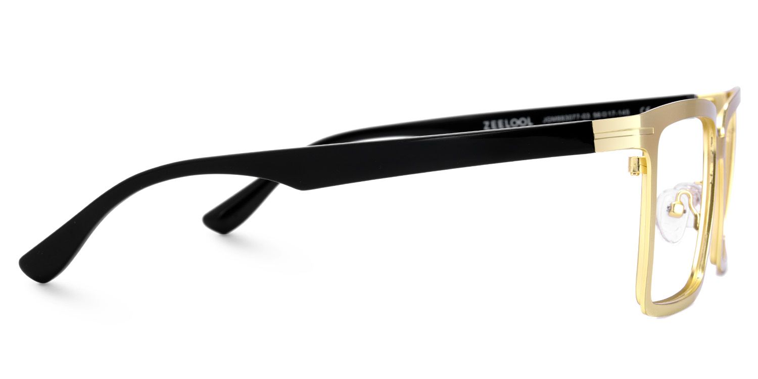 Sharma Rectangle Gold Color Metal Frame Eyeglasses For Men2