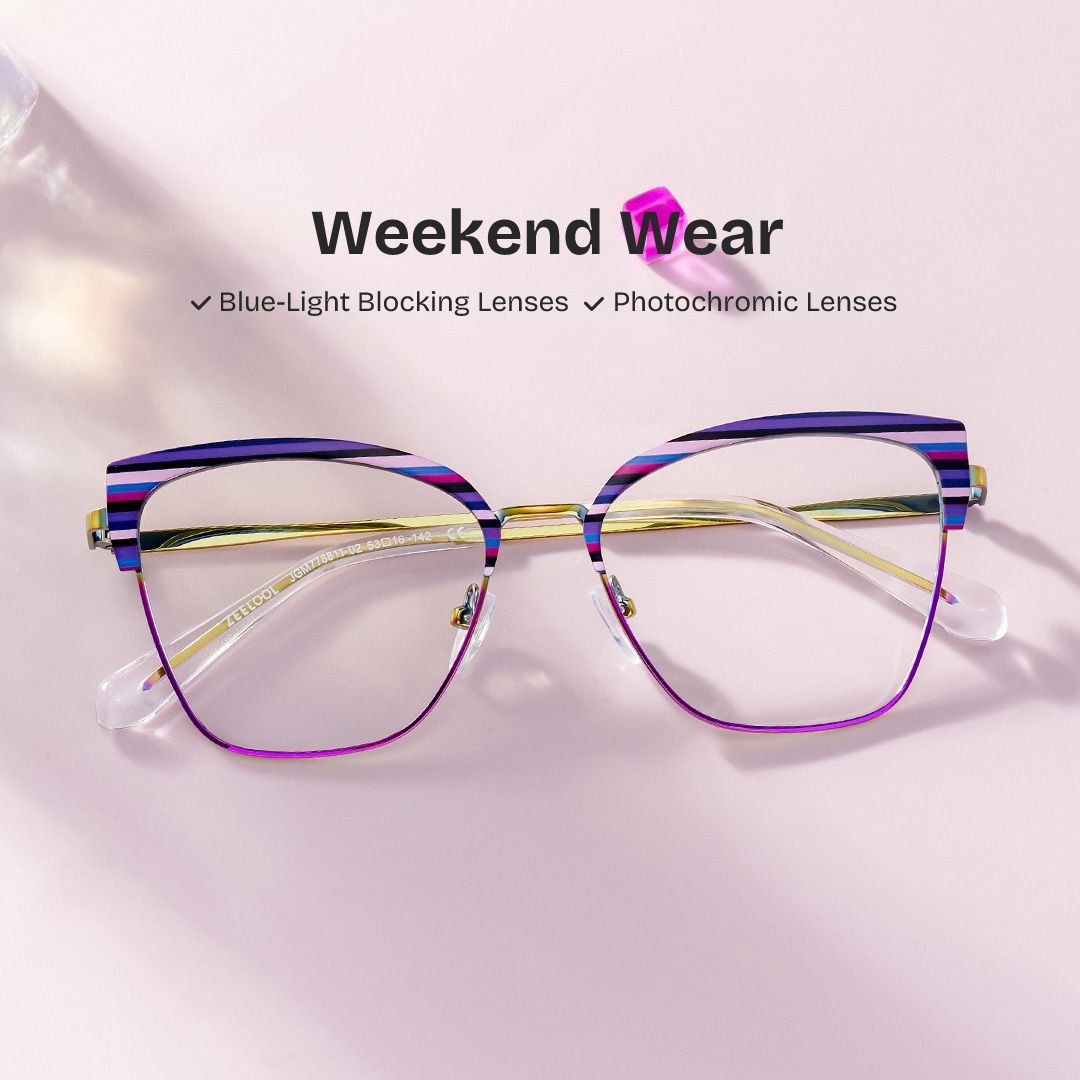 Harley Browline Purple Color Frame Glasses for Women | ZEELOOL Canada0