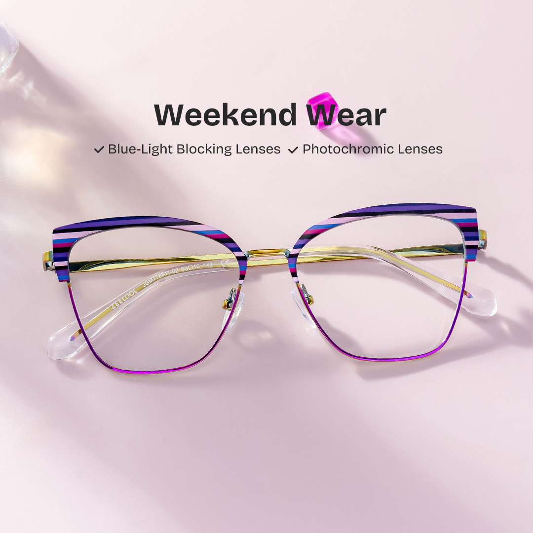 ZEELOOL Harley Browline Purple Glasses