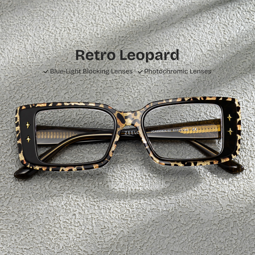 Gleam Rectangle Leopard Glasses