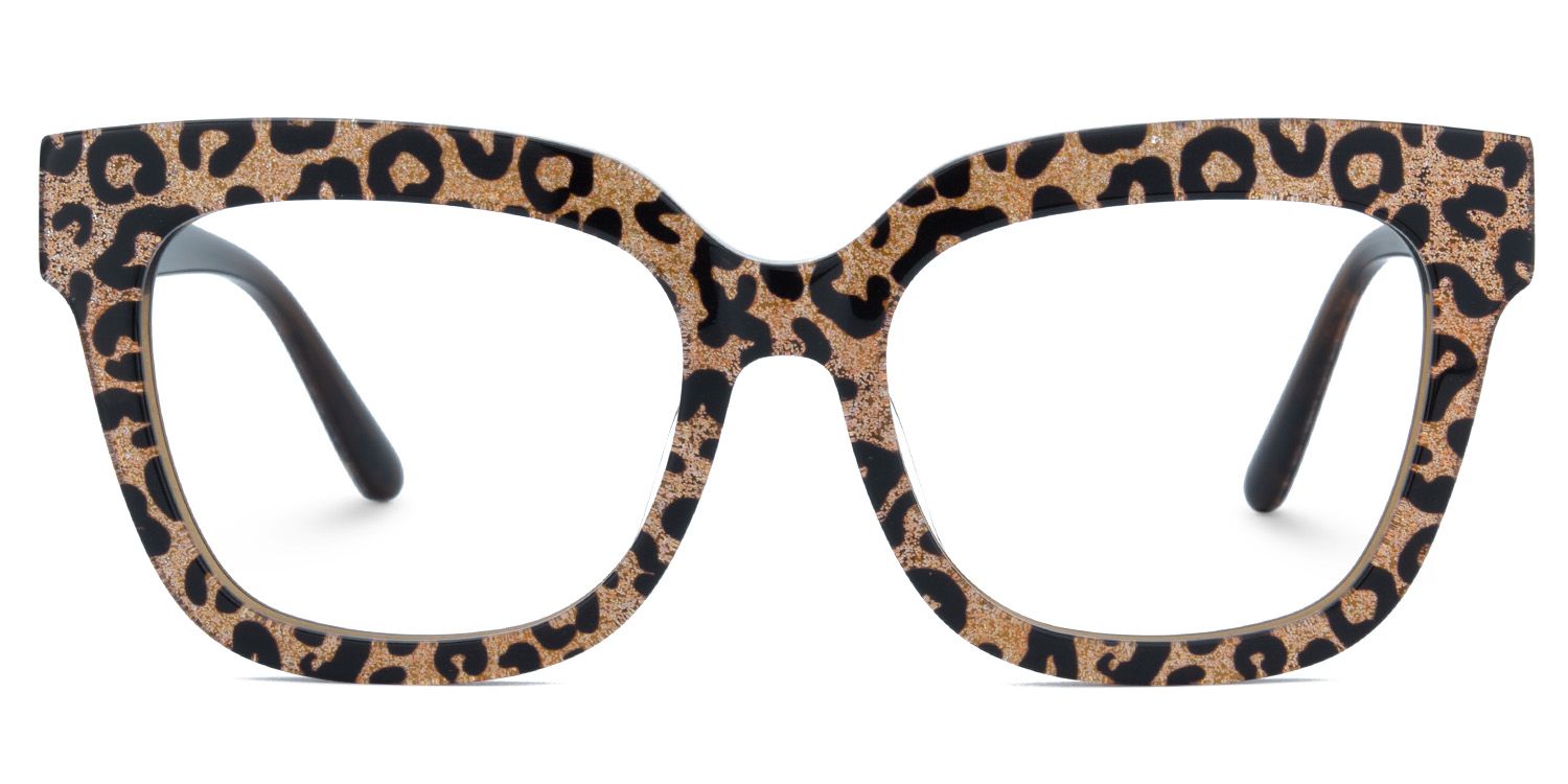 Designer Brown Leopard Square Prescription Glasses0