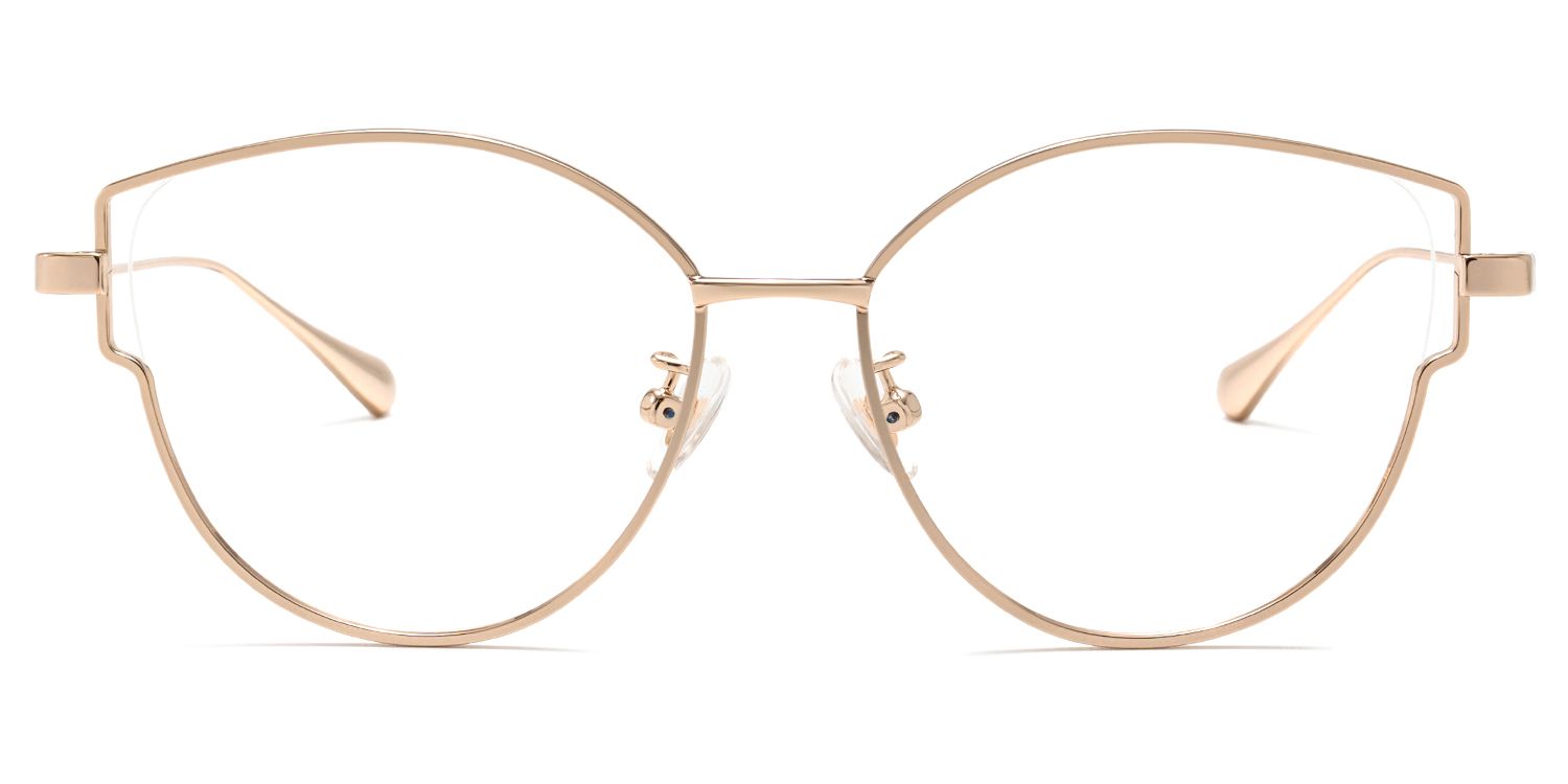 Semi Frame Rose Gold Cat Eye Glasses0