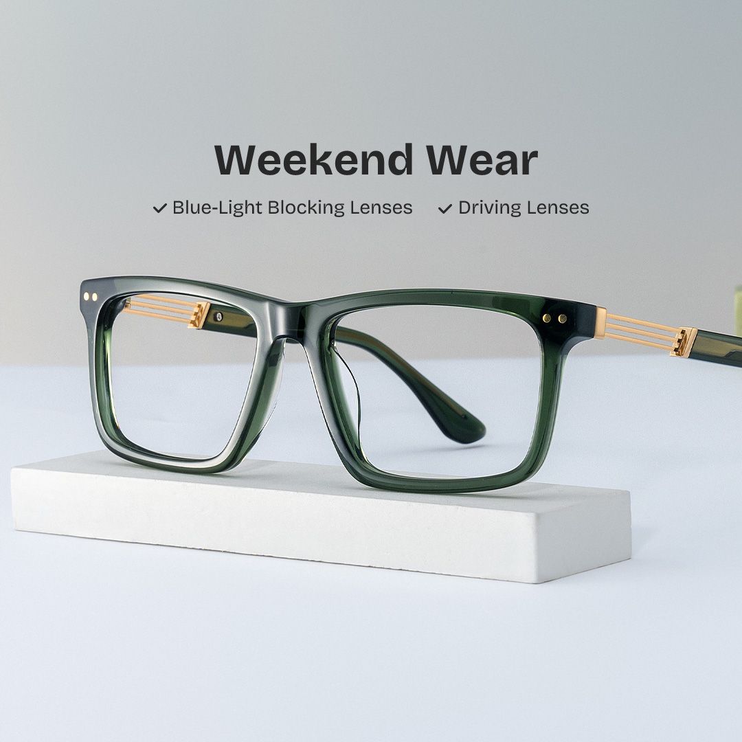 Emerson Eyeglasses in Rectangle Green Frame | ZEELOOL Canada0