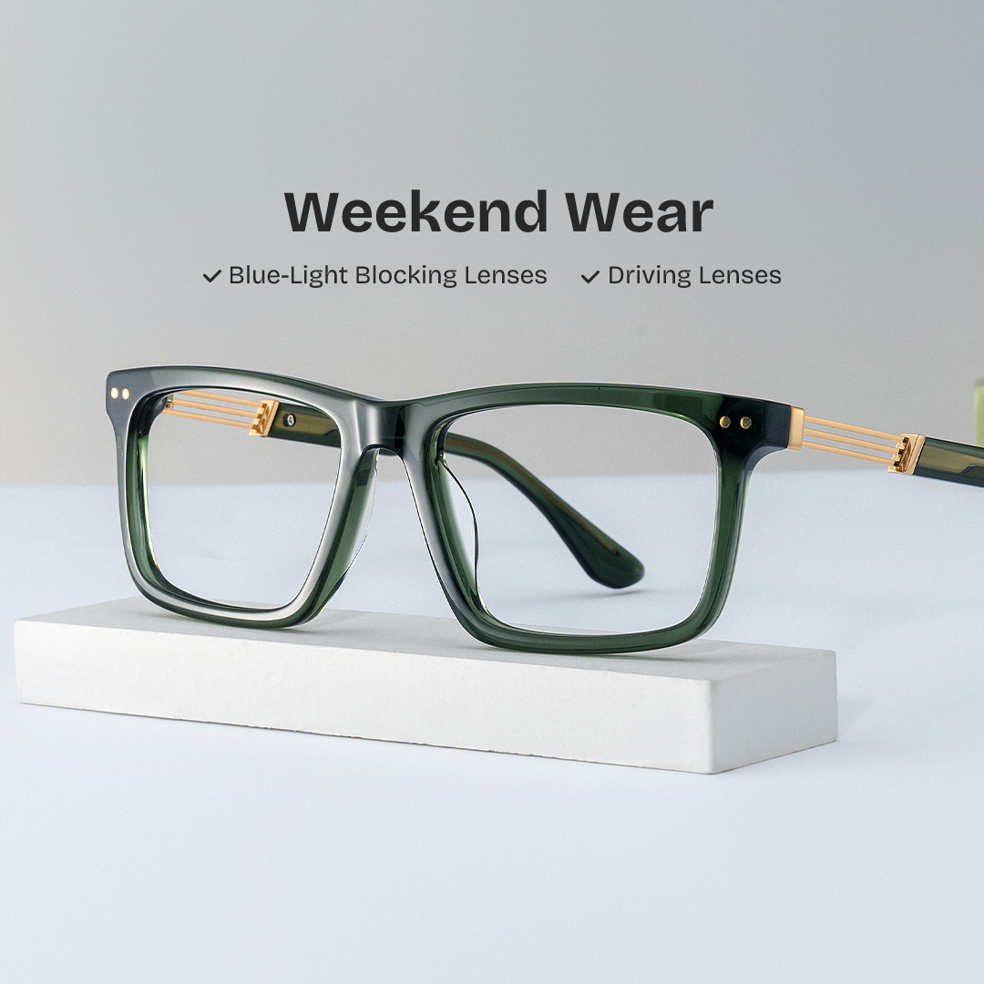 Emerson Eyeglasses in Rectangle Green Frame | ZEELOOL Canada0