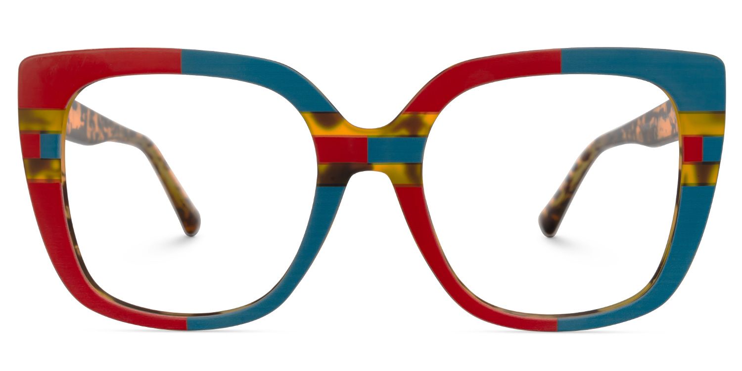 Brenda Square Blue-Red Glasses | ZEELOOL Canada0