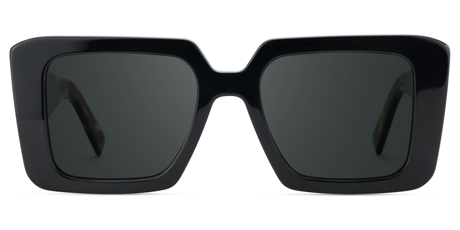 Reeve Rectangle Black Polarized Sunglasses0