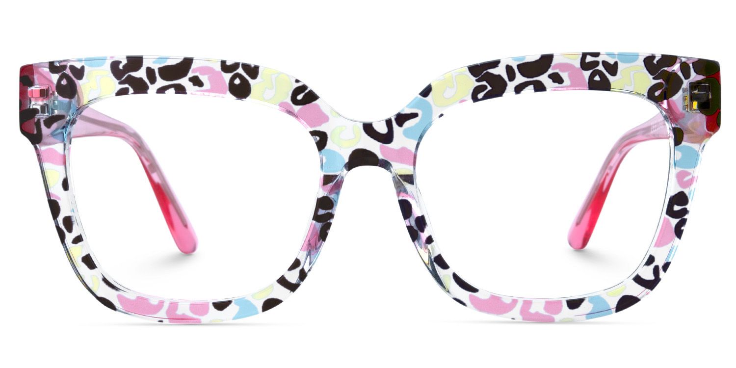 Designer Pink Leopard Square Prescription Eyeglasses2