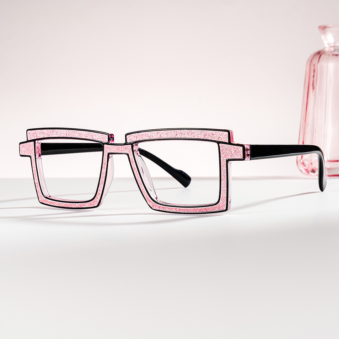Zephyr Rectangle Pink Glasses0