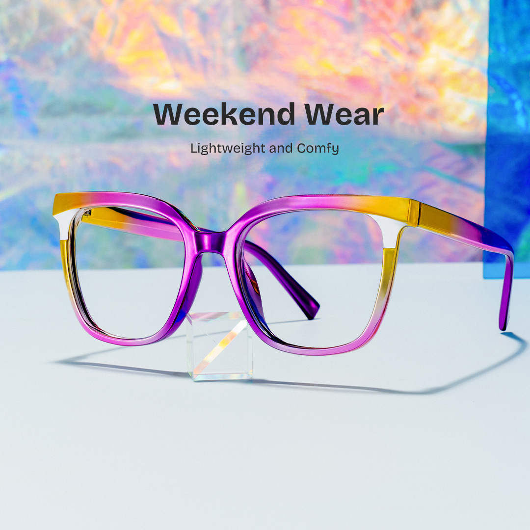 Leo Multicolor Square Prescription Glasses | ZEELOOL Canada0