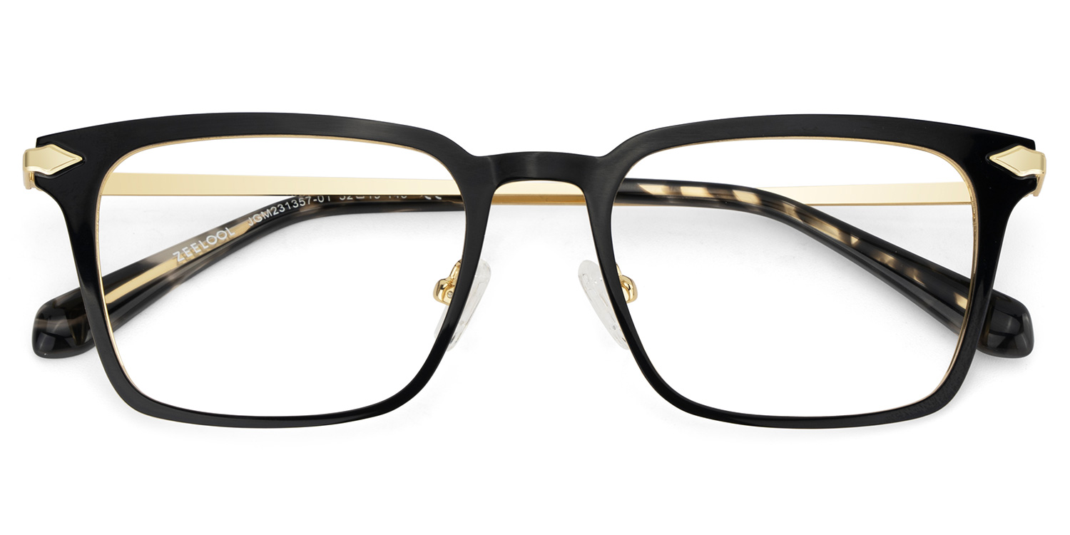 Black Color Chaney Rectangle Prescription Glasses | ZEELOOL Canada2