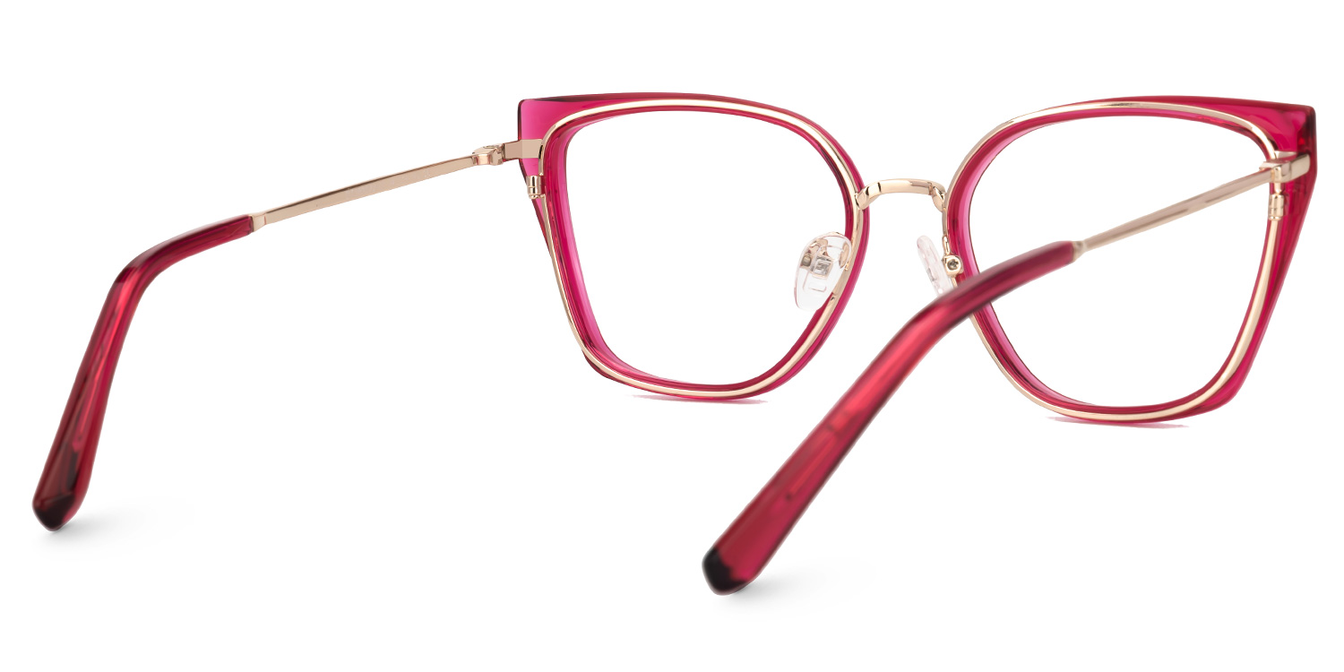 Martine Square Bright-Pink Eyeglasses and Thin Frames3