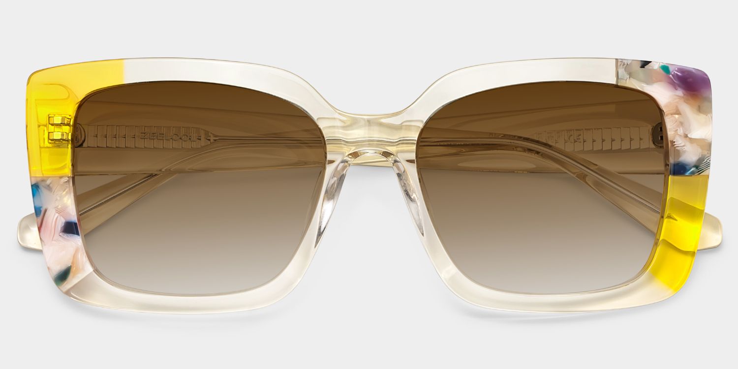 Palma Yellow Frame Sunglasses with Square Style | ZEELOOL CA1