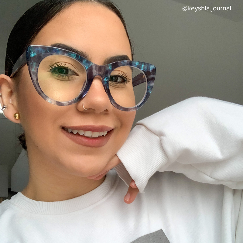 Starry Cateye Blue Frame Glasses | ZEELOOL Canada8