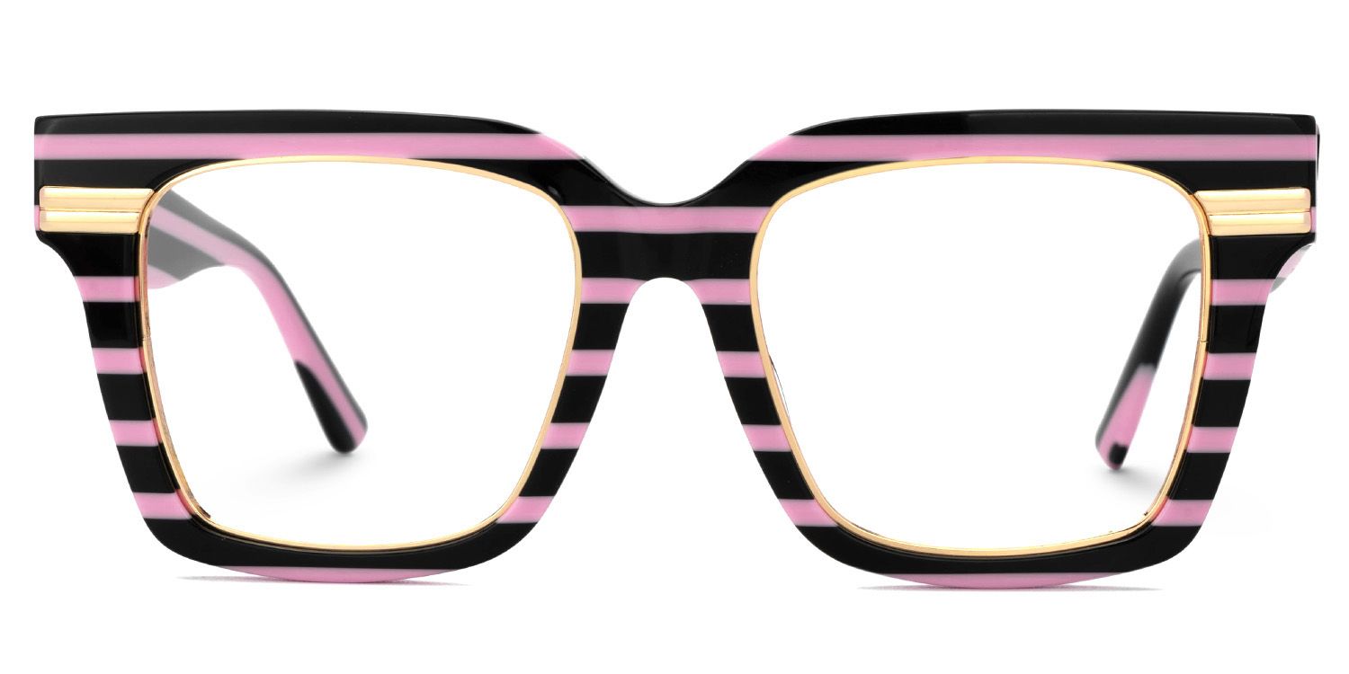 Taylor Square Black Pink Striped Frame Glasses for females | ZEELOOL Canada0