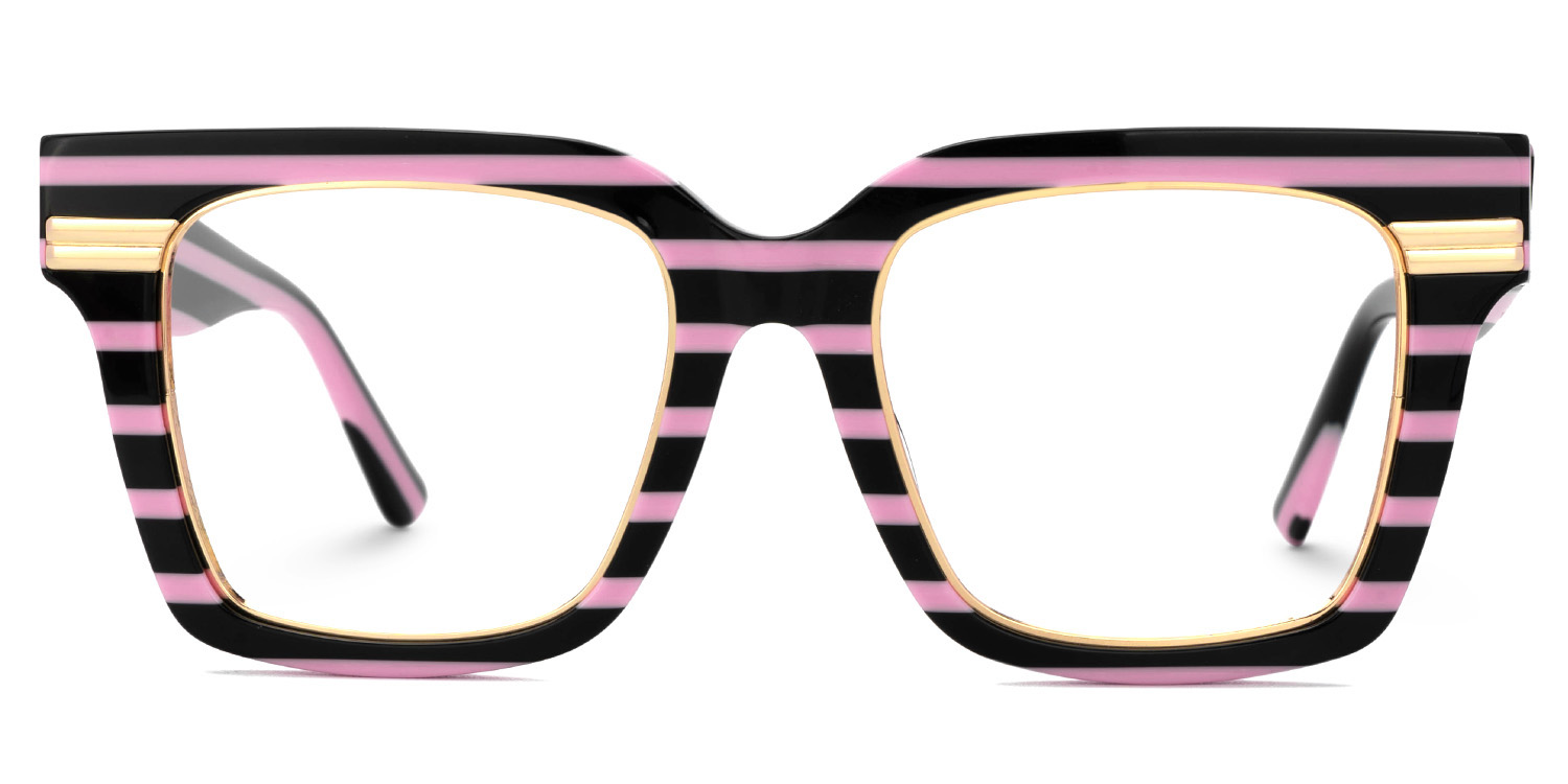 Taylor Square Black Pink Striped Frame Glasses for females | ZEELOOL Canada0