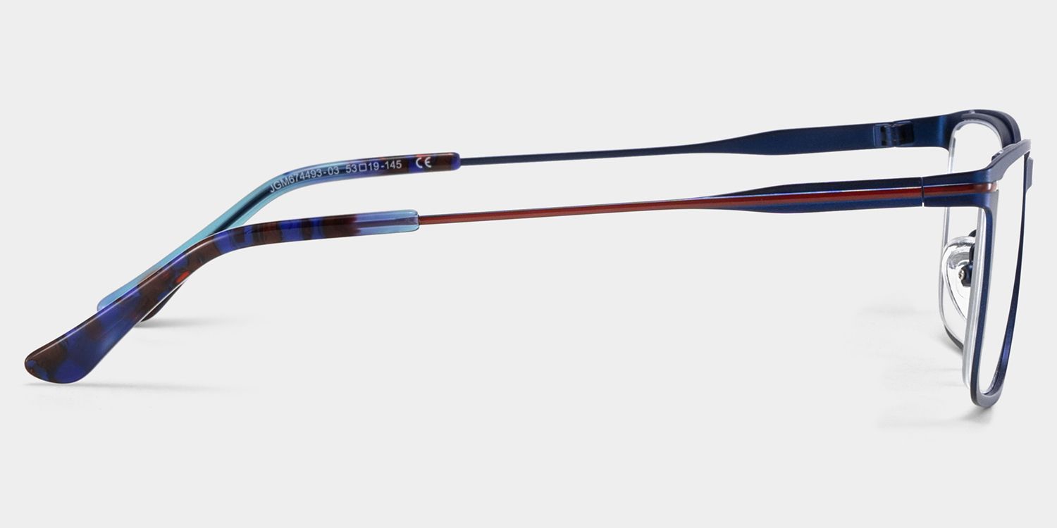 Rectangle Blue Eyeglasses- Roxana Metal Frame Glasses3
