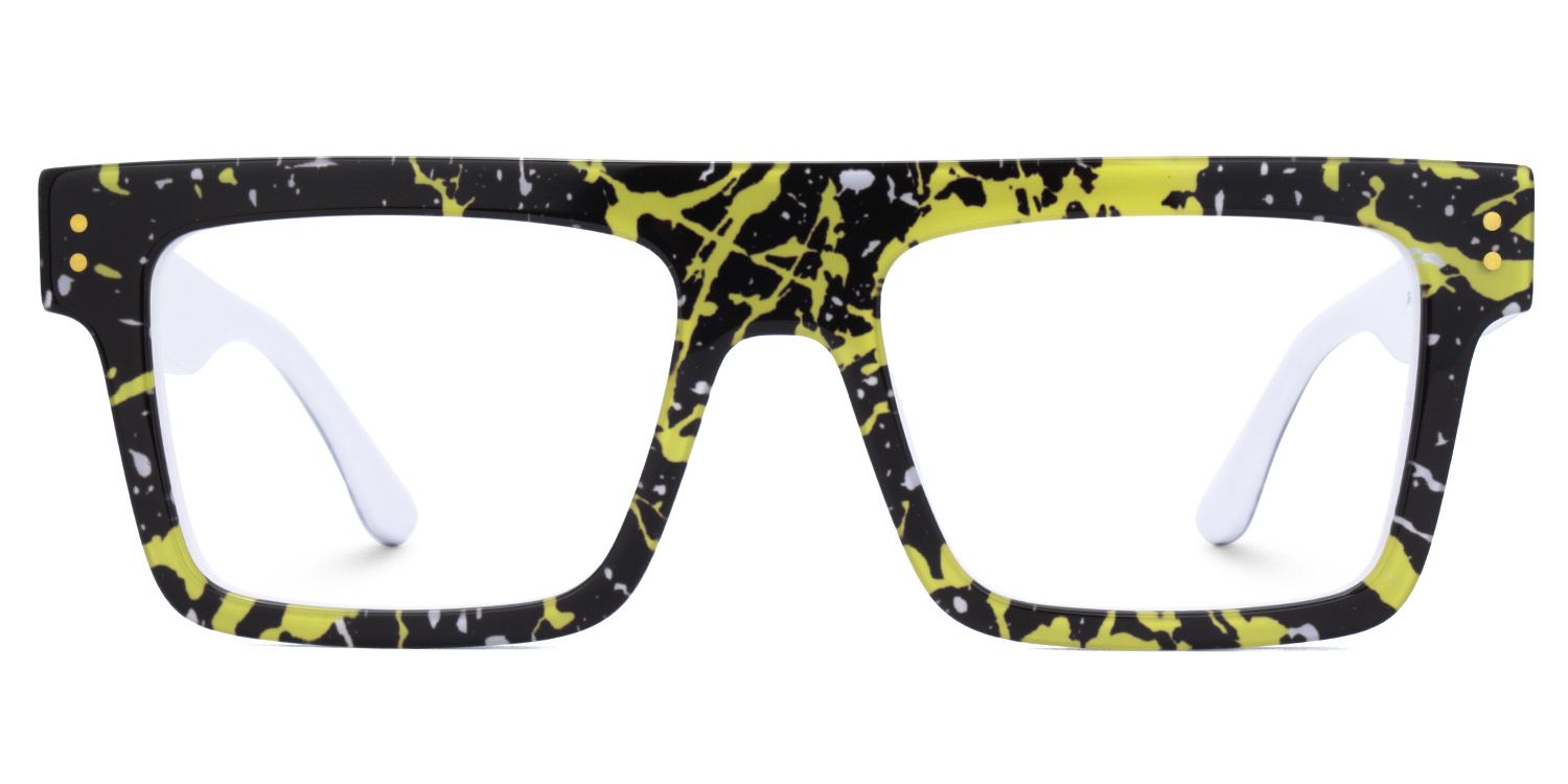 Daciana Rectangle Black and Olive Green Glasses with Full Frame0
