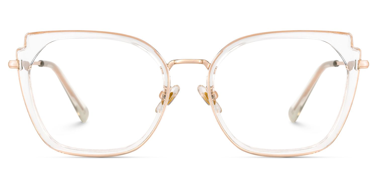 Clear Metal Frame Glasses With Wide Size For Women0