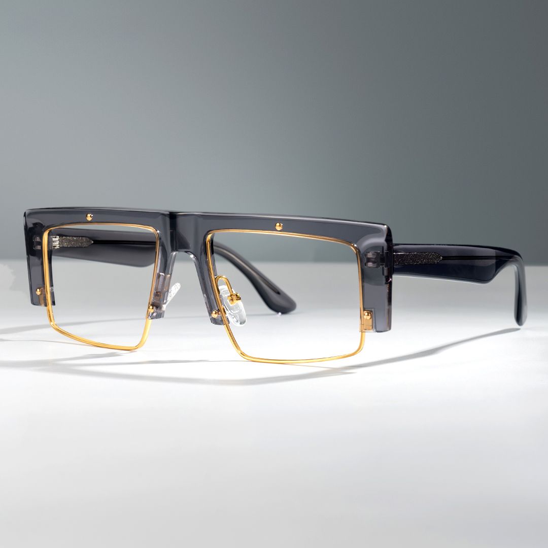 Maldonado Rectangle Grey Transparent Glasses | ZEELOOL Canada0