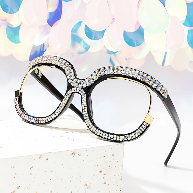 Veasley Square Multicolor Rhinestone Studded Glasses4