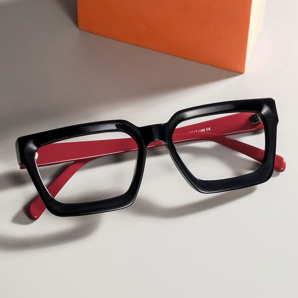 Black Frame Rectangle Glasses For Men