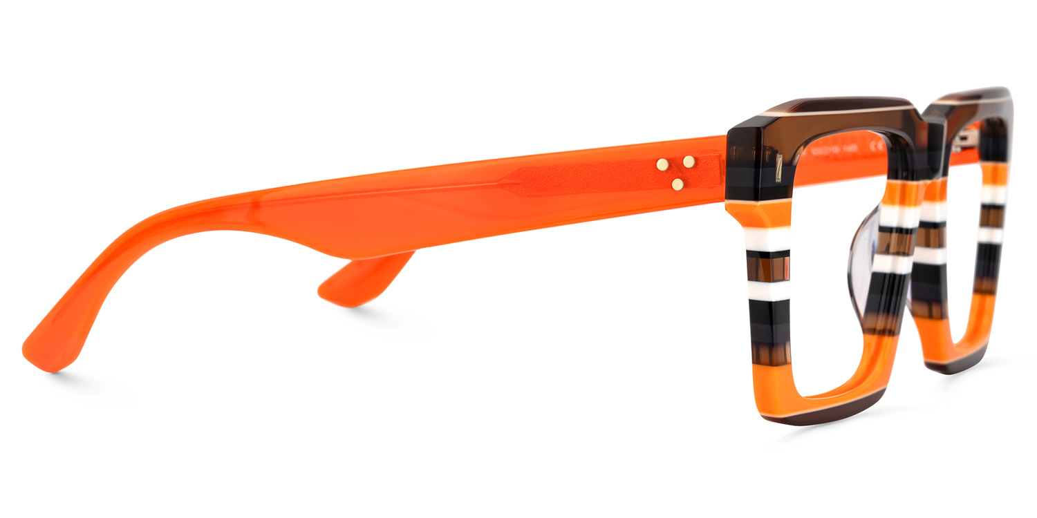 Kenish Square Orange Brown Glasses4