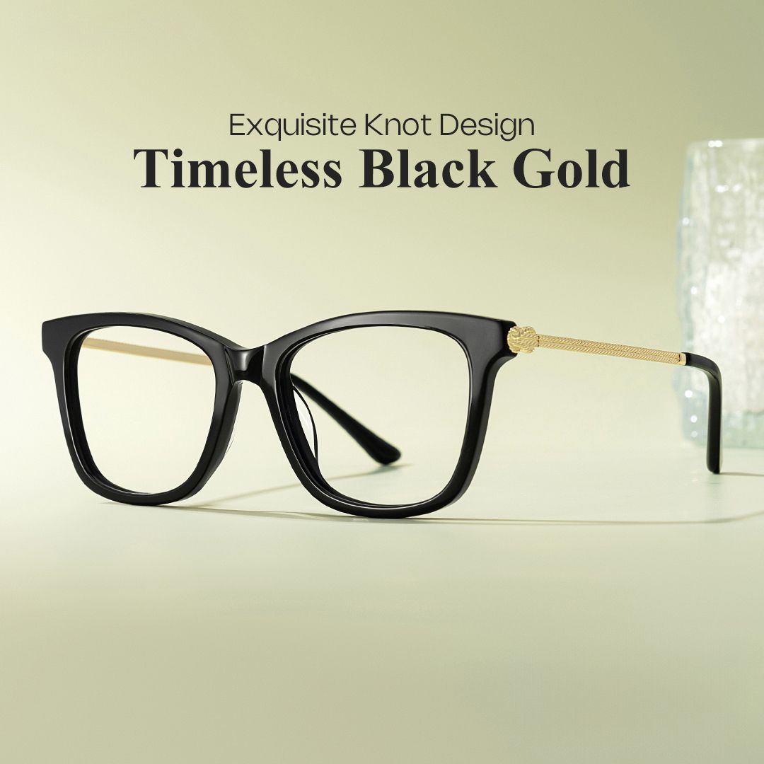 Large Rectangle Eyeglasses With Woven Metal Temples0