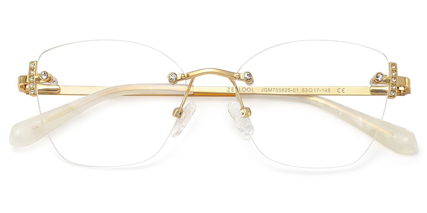 Gold Rectangle Jaxon Glasses with Rimless | ZEELOOL Canada1