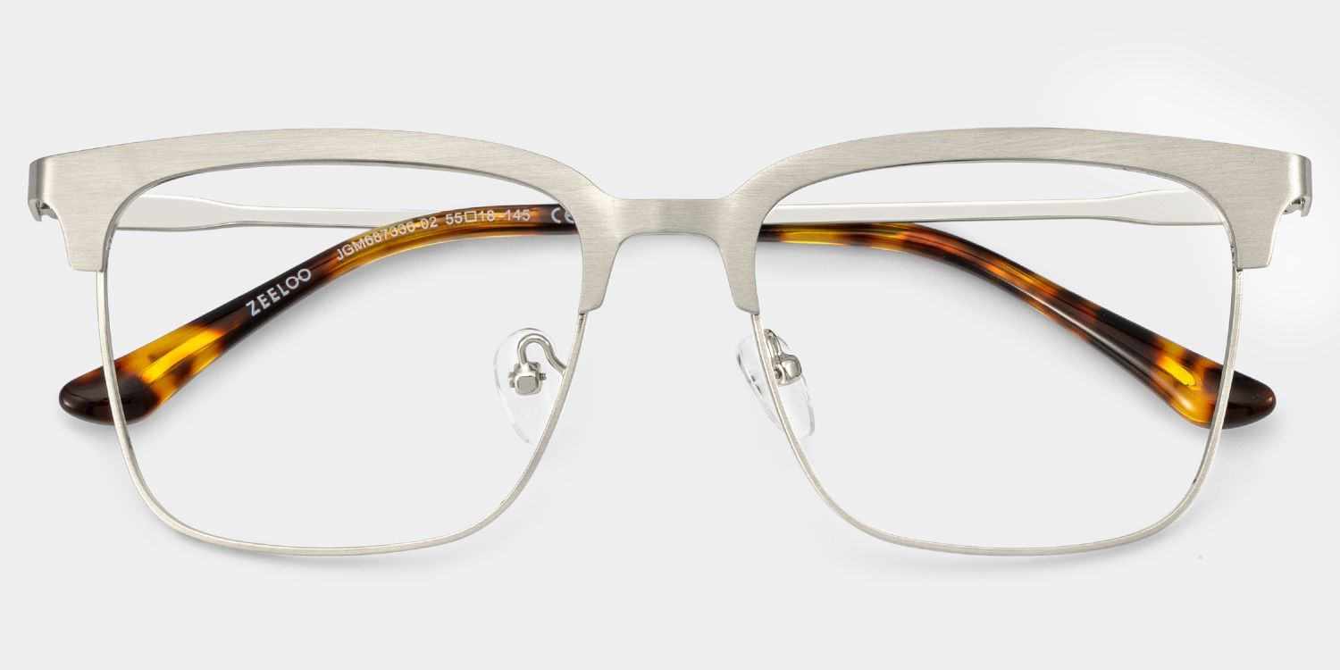 Cleo Silver Frame Glasses with Browline Frame Online | ZEELOOL Canada2