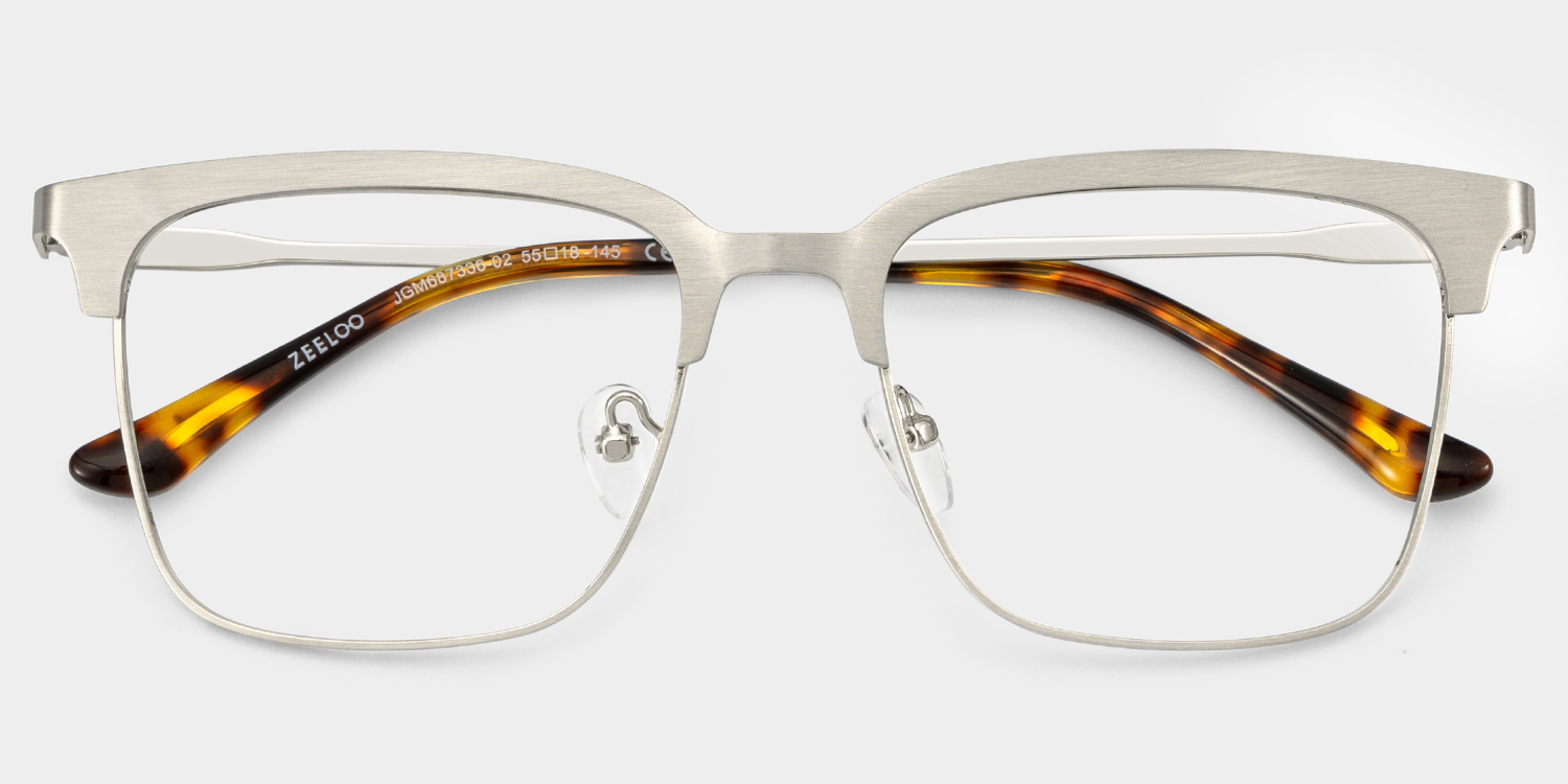 Cleo Silver Frame Glasses with Browline Frame Online | ZEELOOL Canada2