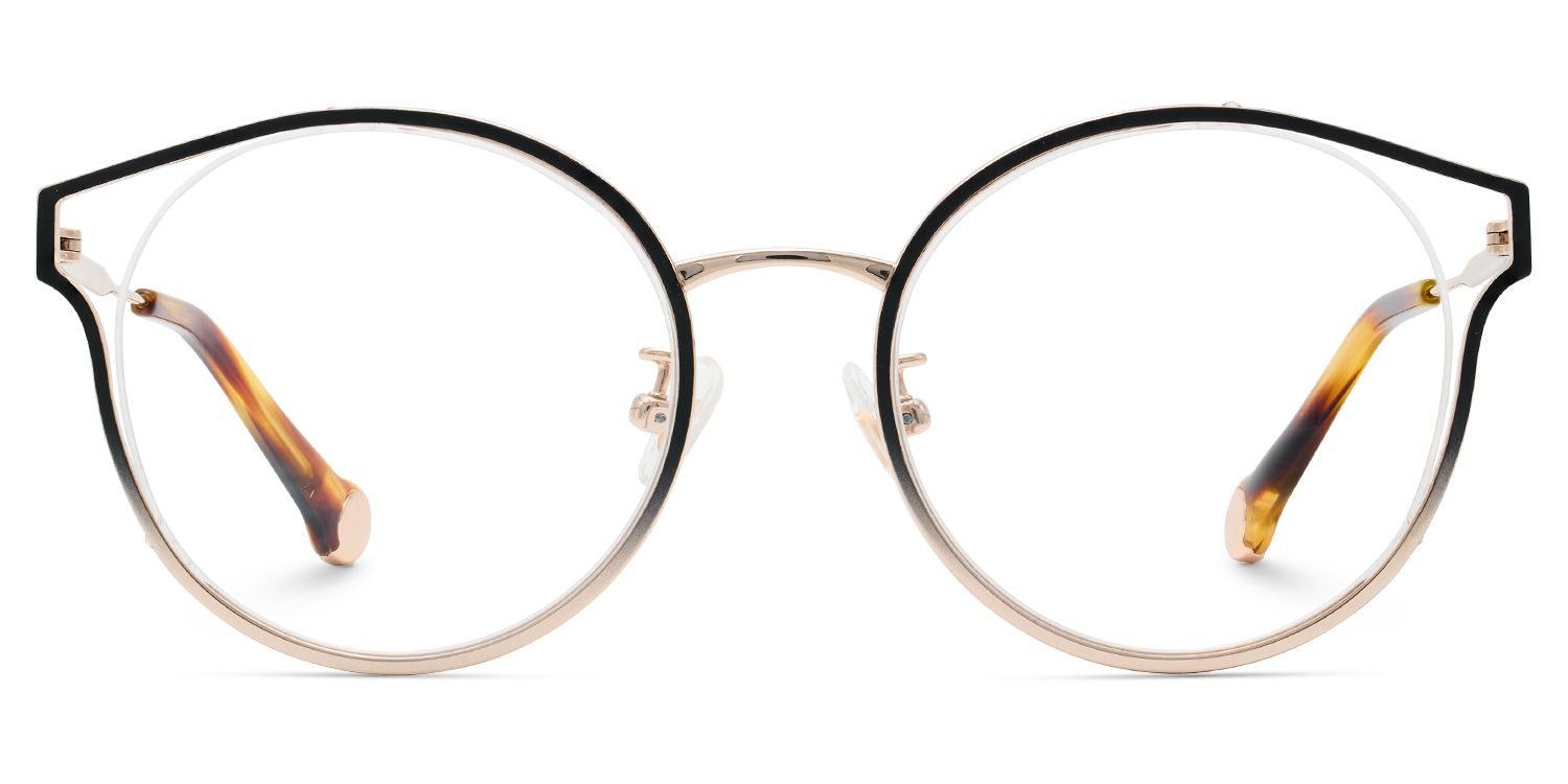 Semi Circle Glasses With Black Gradient Gold0