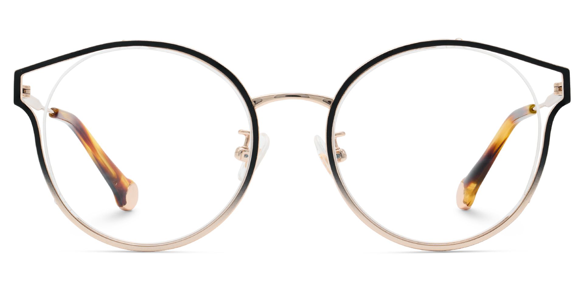 Semi Circle Glasses With Black Gradient Gold0