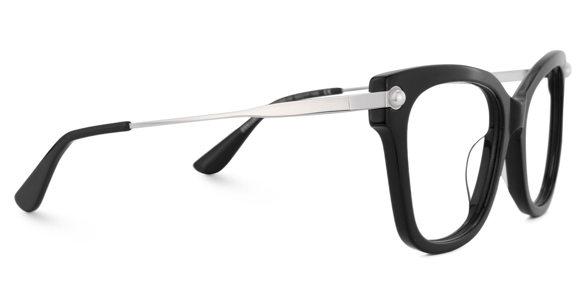 Square Black Glasses With Pearl4