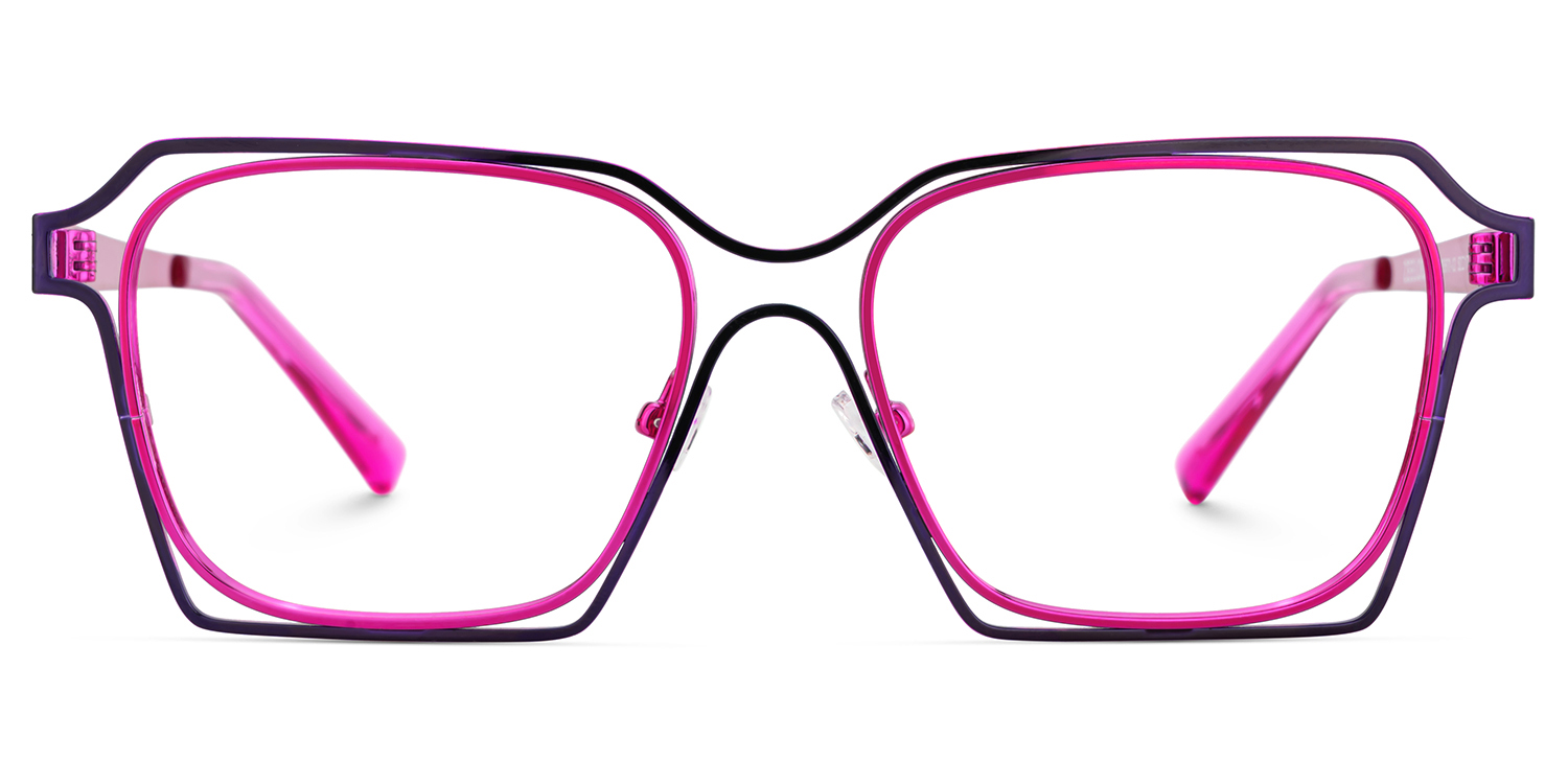 Foday Purple Metal Frame Glasses With Geometric Shape1