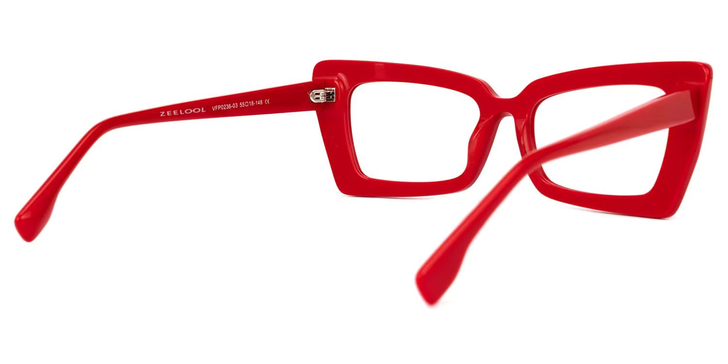Newell Bright Red Rectangle Large Frame Glasses | ZEELOOL Canada3