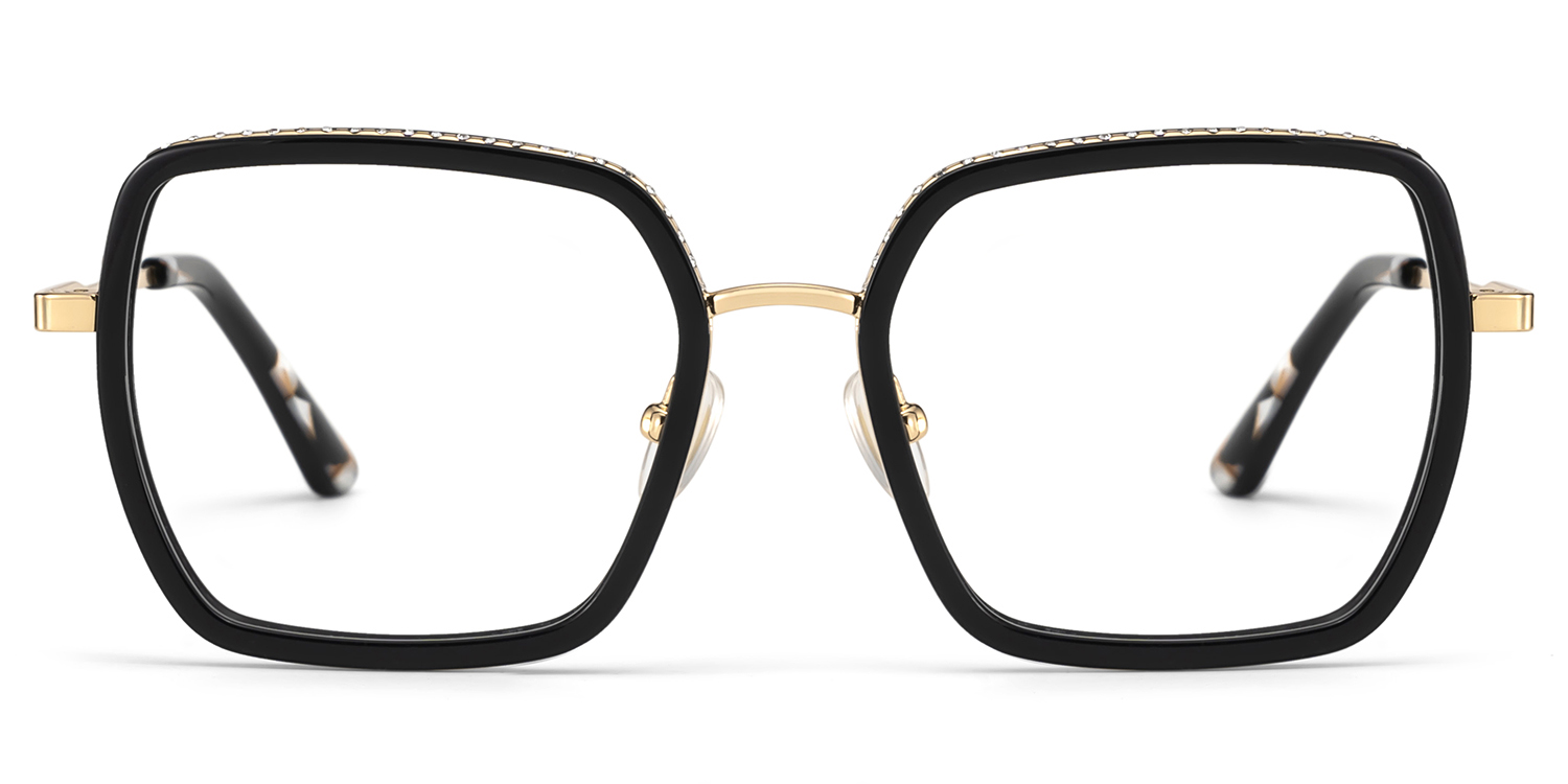 Square Black Eyeglasses- Fiona Mixed Frame Glasses0