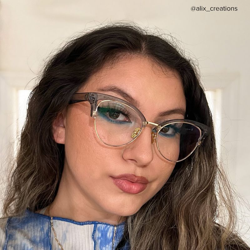 Charlene Browline Gray Eyeglasses and Cateye Frames7