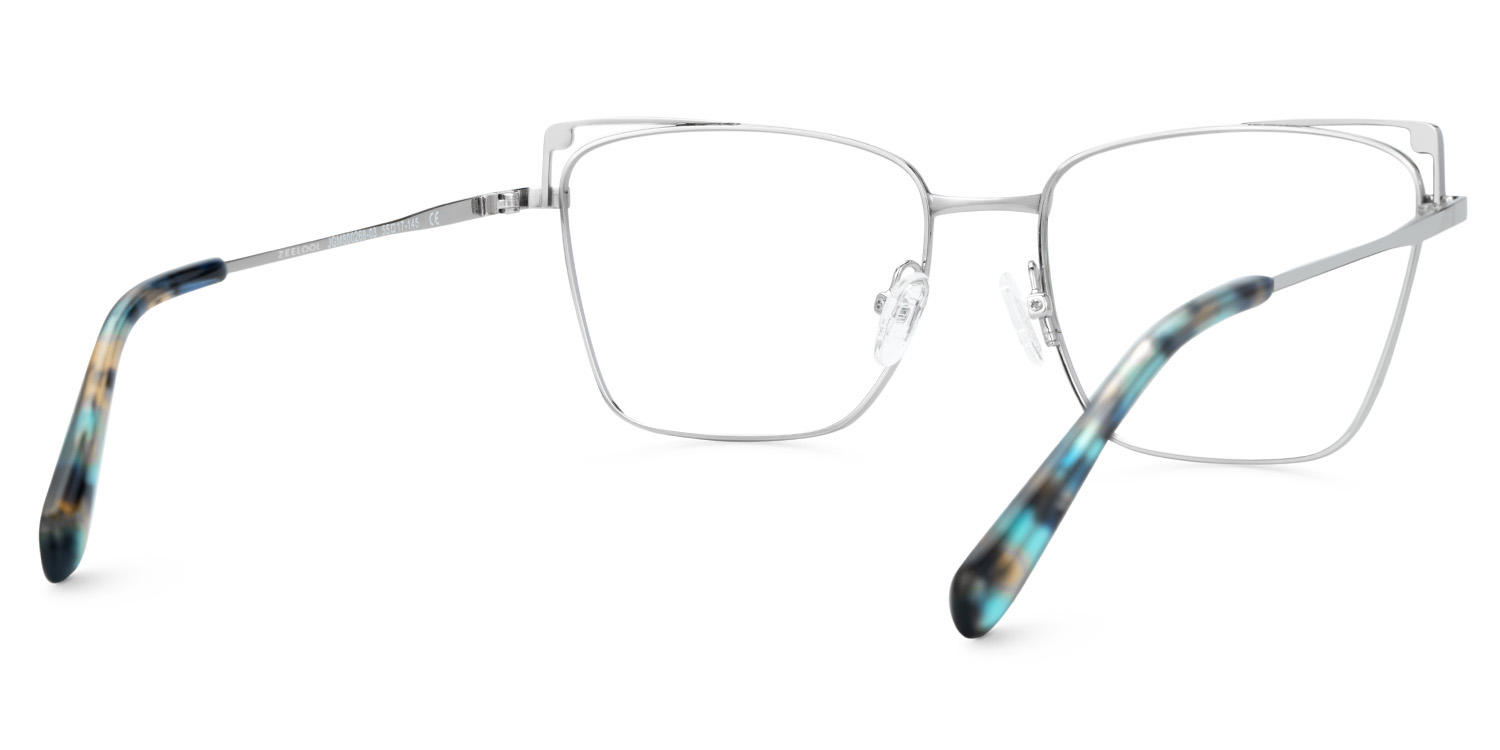 Rectangle Silver Metal Eyeglass Frames | ZEELOOL Canada3