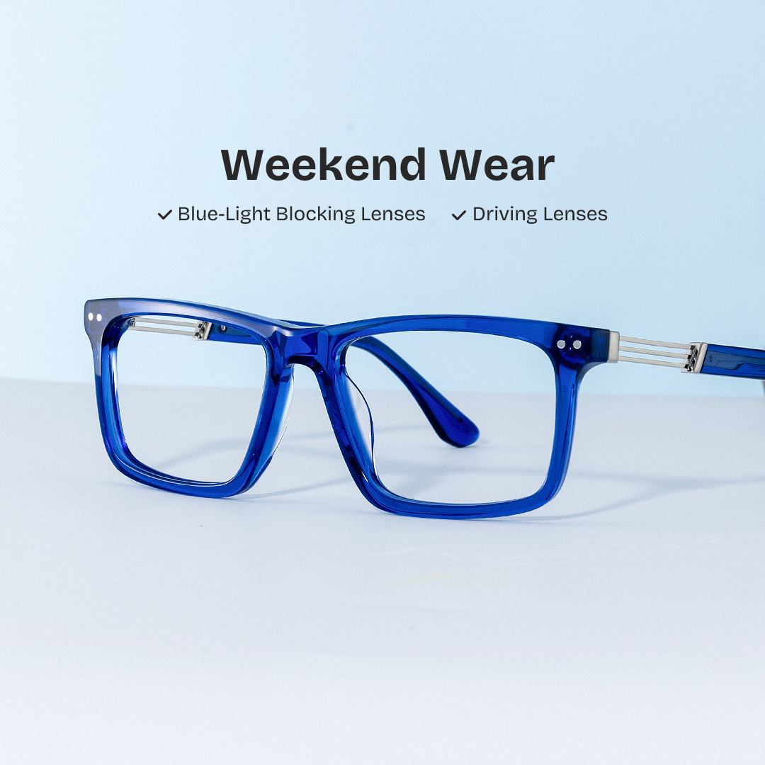 Emerson Eyeglasses in Rectangle Blue Frame | ZEELOOL Canada0
