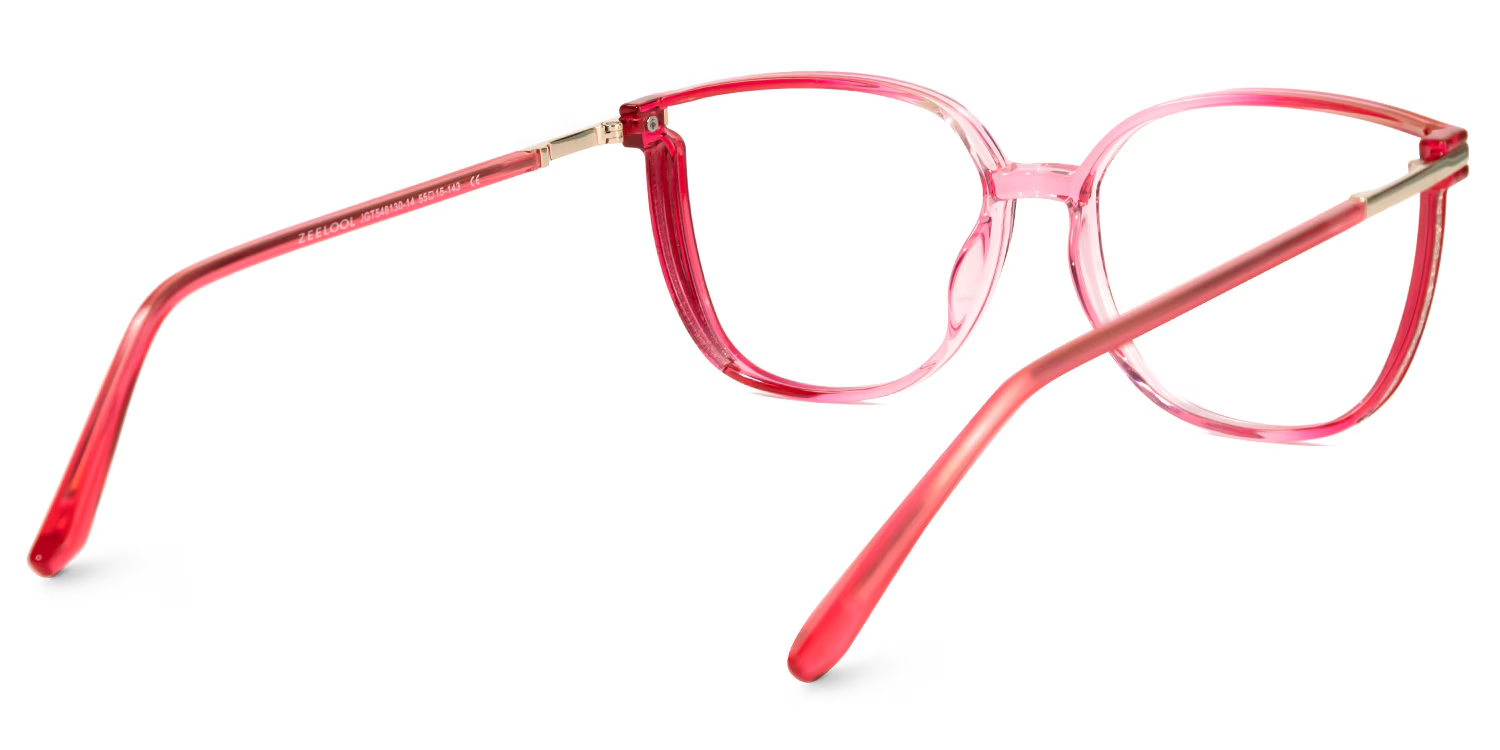 Rodz Square Red Eyeglasses and Thin Glasses Frames3