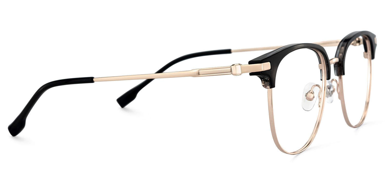 Oversized Browline Glasses With Black and Matte Gold Color4