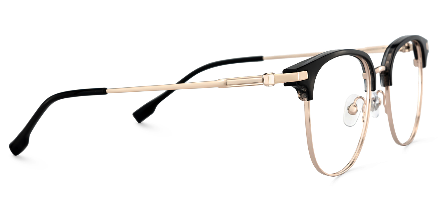 Oversized Browline Glasses With Black and Matte Gold Color4
