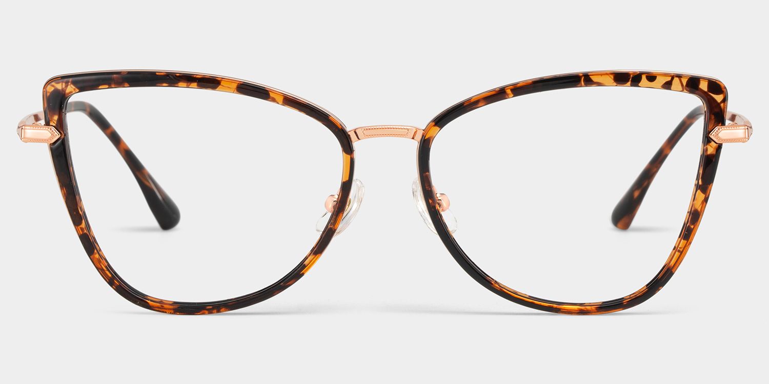 Cat eye Tortoise Eyeglasses- Sloane Mixed Frame Glasses0