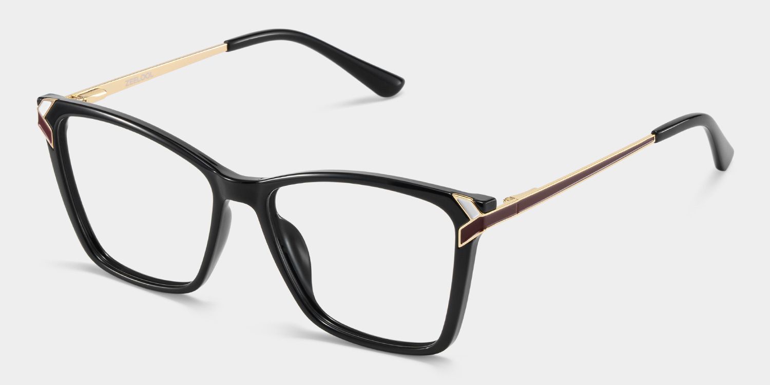 Mia thin black square frame glasses Online | ZEELOOL3