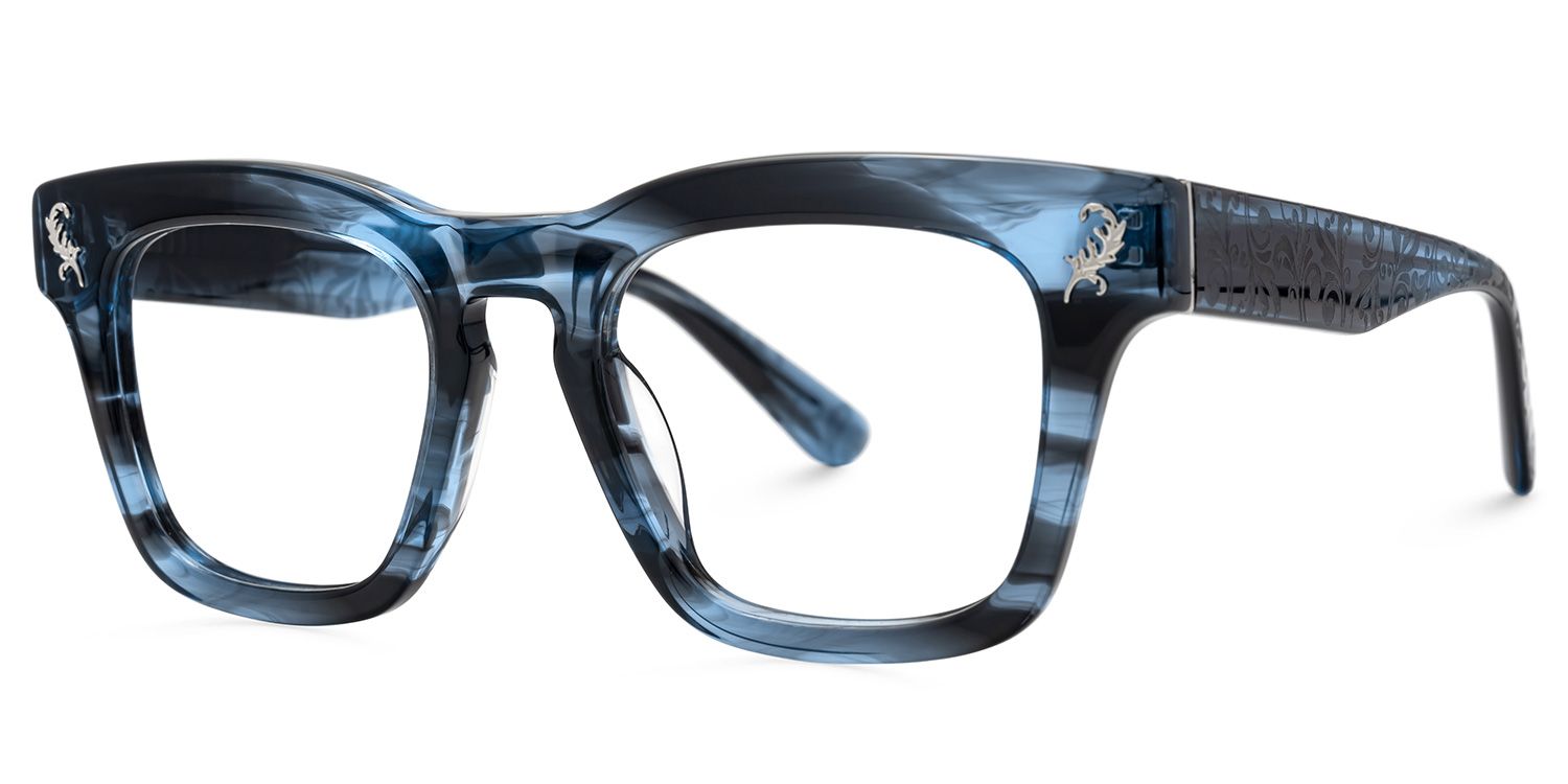 Square Blue Classic Glasses - Dodard Acetate Frame Glasses1