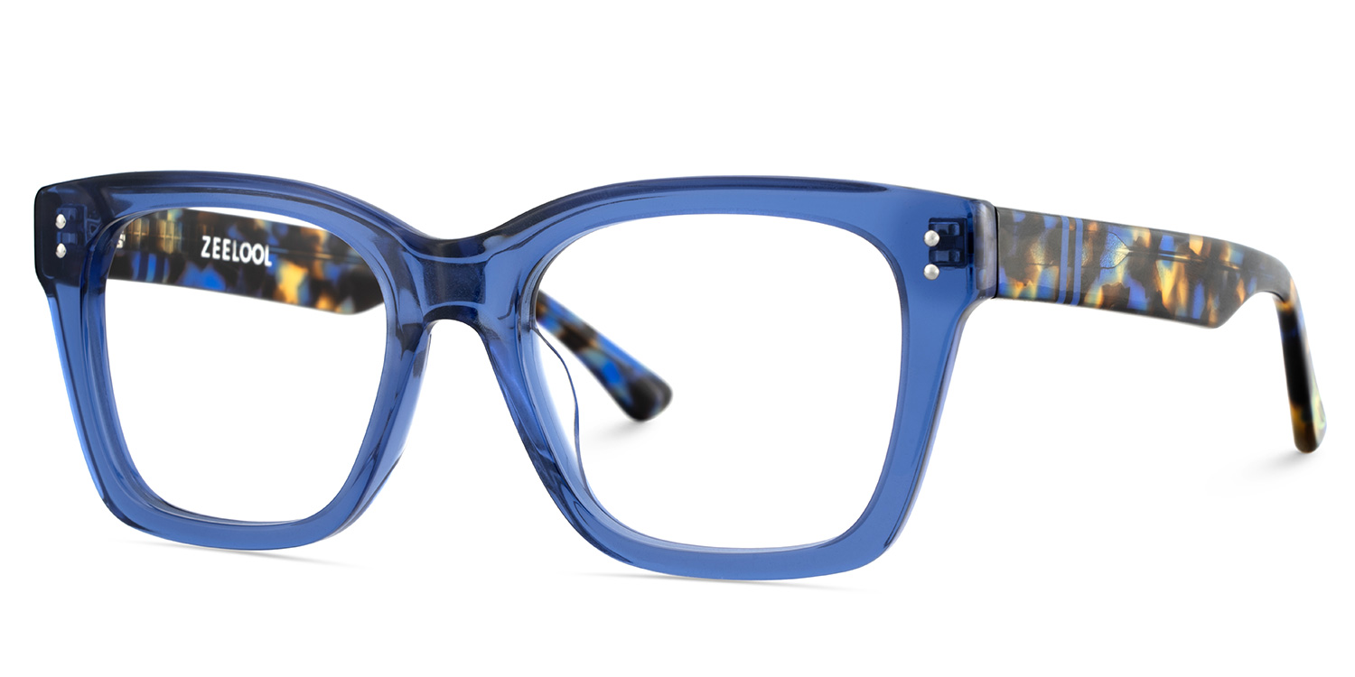 Gaydeh Transparent Blue Glasses With Rectangle Shape | ZEELOOL Canada3