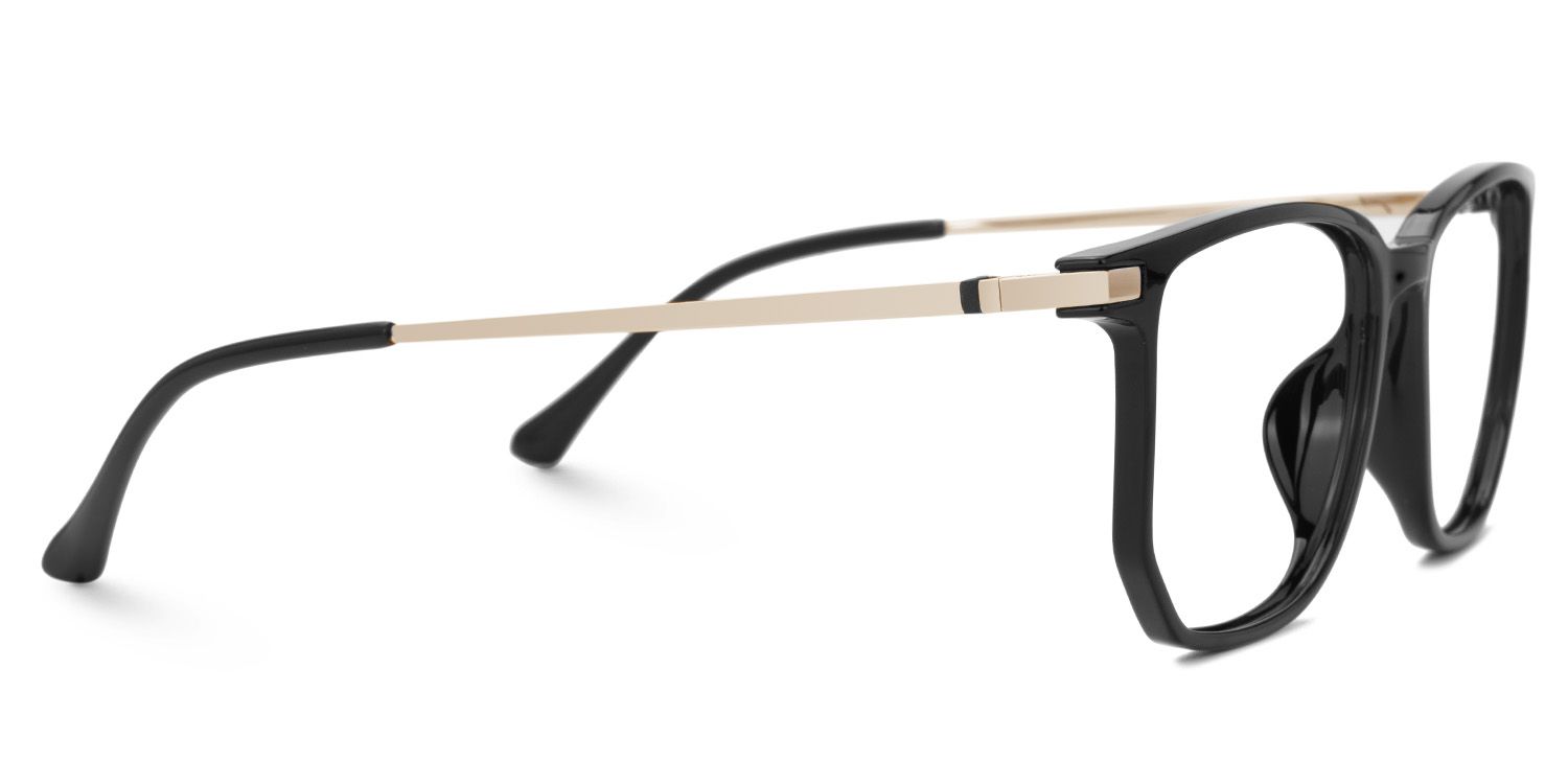 Fezell Square Black Eyeglasses and Thin Wide Frames4