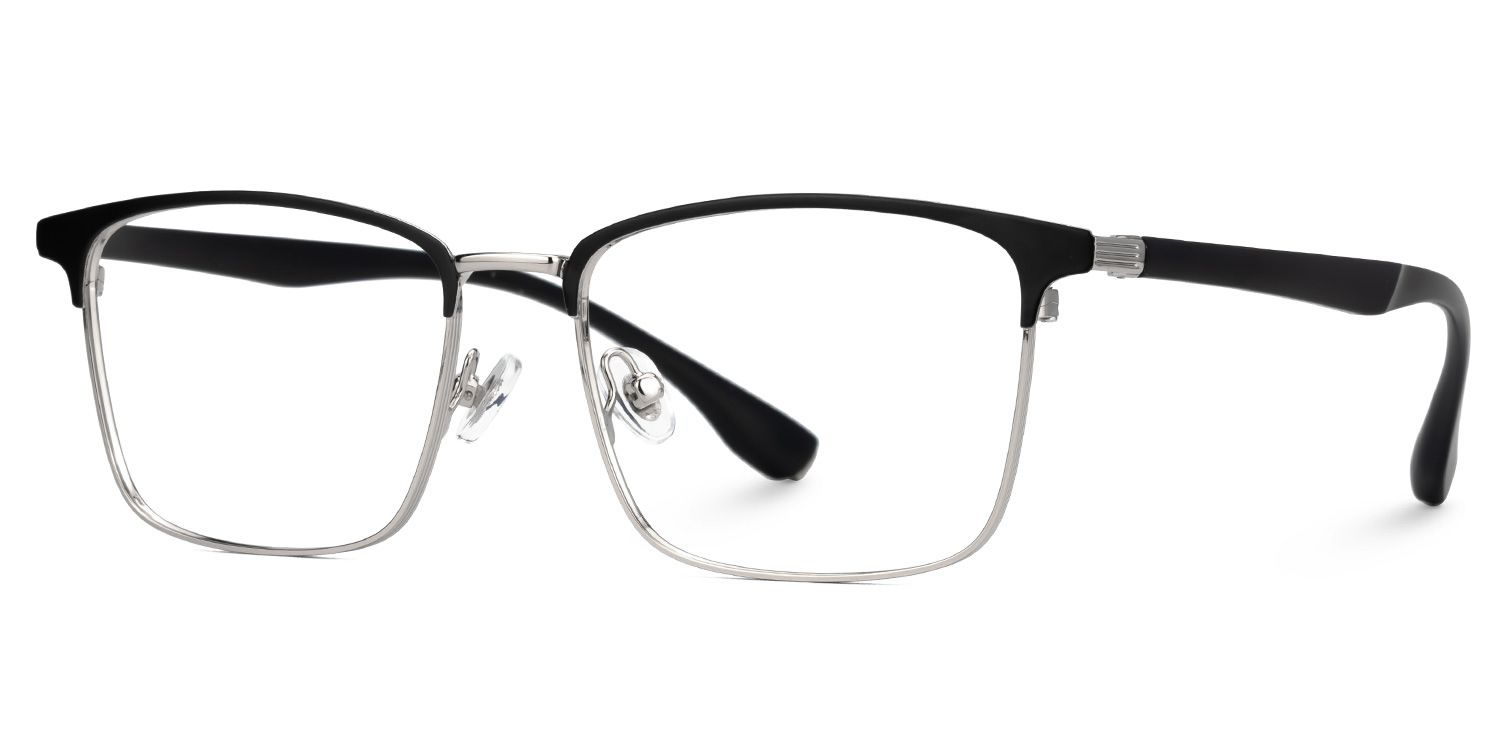 Eaddy Silver Eyeglasses with Rectangle Shape | ZEELOOL Canada1