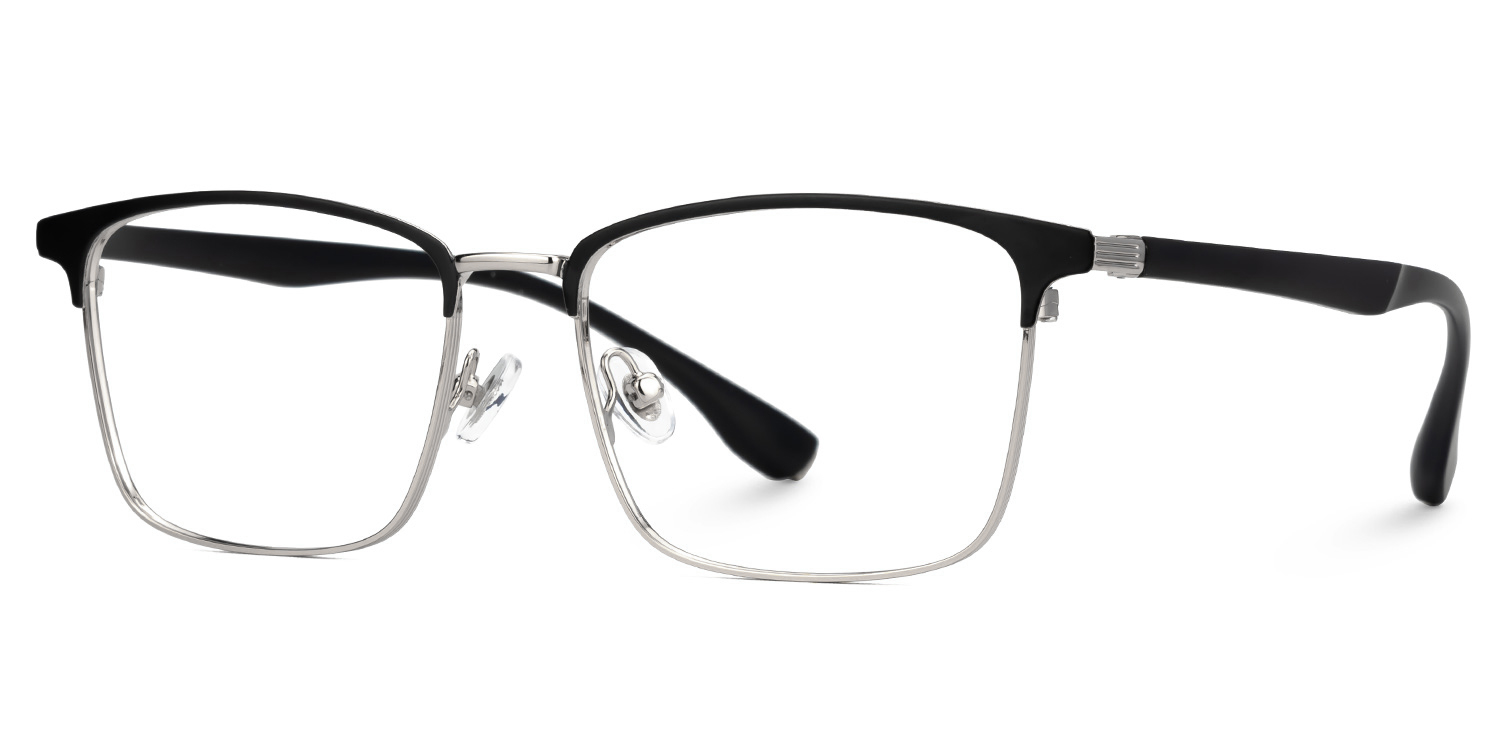 Eaddy Silver Eyeglasses with Rectangle Shape | ZEELOOL Canada1
